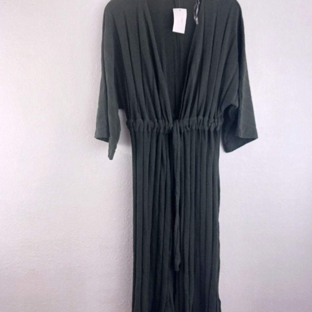 Lush Rib Duster Cardigan Green Tie Sweater size S